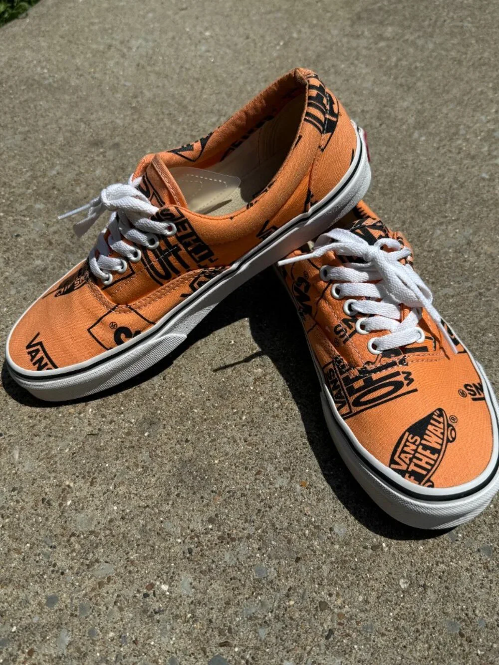 Vans Era Mens 8.5 Womens 10 Orange Logo Print Y2K Skater Streetwear Shoes 4046